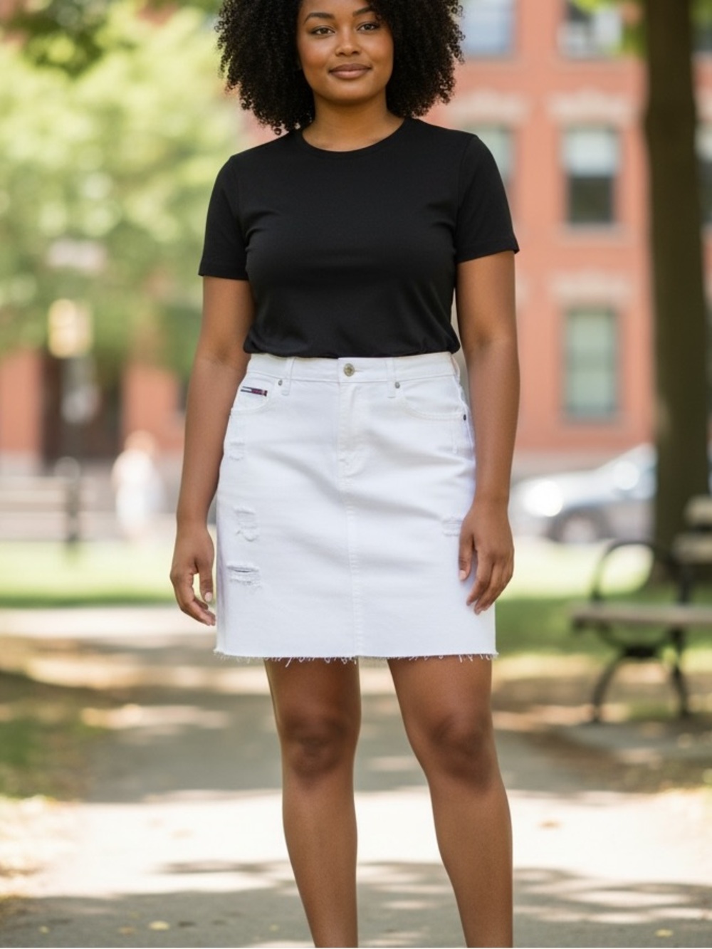 Tommy Hilfiger White Denim Mini Skirt